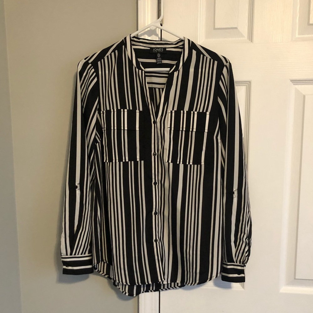 Black and white striped dress shirt